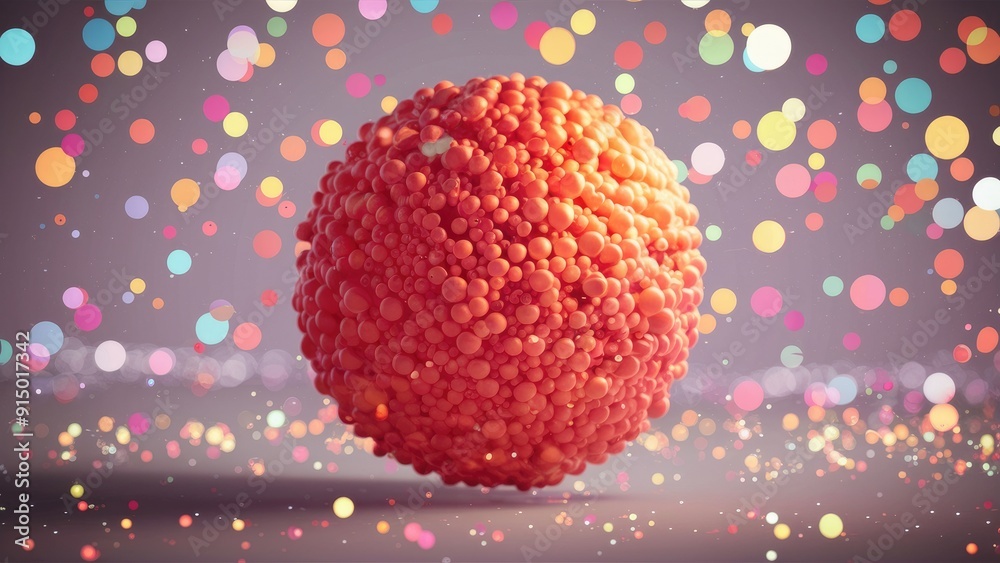 Poster vibrant soft bokeh particles on a light backdrop abstract design with a cluster of luminous small ci