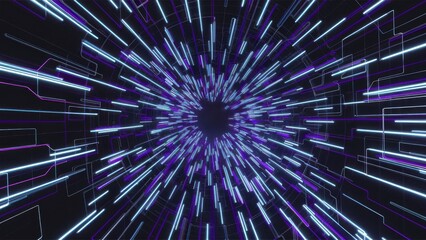 Abstract technology background with blue and violet square lines