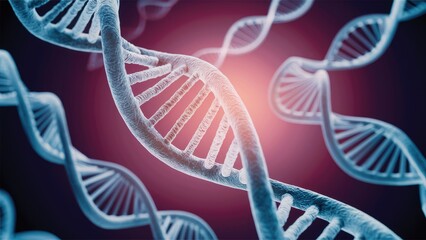 3D Illustration of DNA and Genetic Structure in Microscopy View