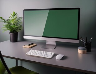 interior with a focus on a neat and modern computer desk.generative ai