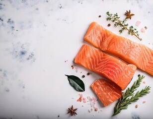 Fresh pieces of salmon meat that are rich in nutrients and protein,generative ai