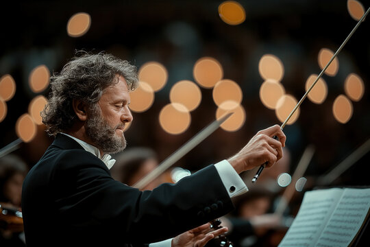 Symphony conductor back during the concert