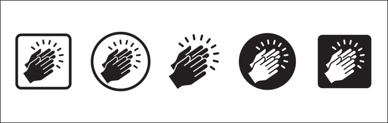 Hands clap symbol. Hand clapping icons. Applaud and acclamation sign. Simple flat icon of praise and cheering graphic design resource and illustration.
