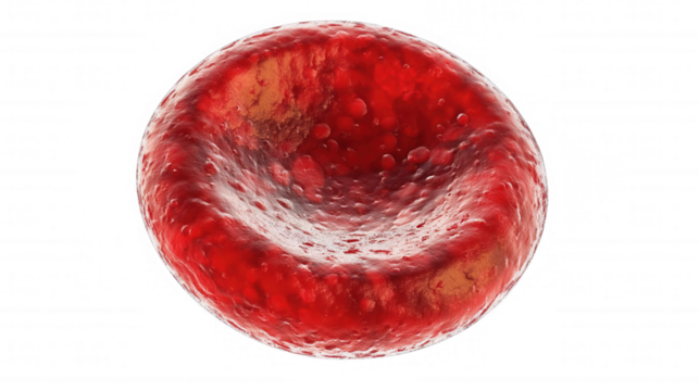 Detailed illustration of a red blood cell, transparent background