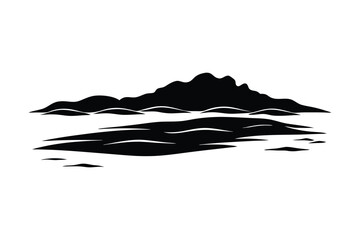 a silhouette of a seashore's sea beach vector art illustration