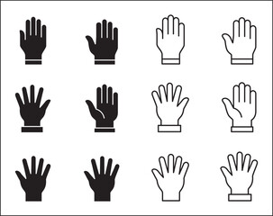 Hand icon. Palm hand icons. Hands symbol collection. Hands icon symbol of participate, volunteer, stop, vote. Vector stock graphic, flat style design illustration resource for UI and buttons.