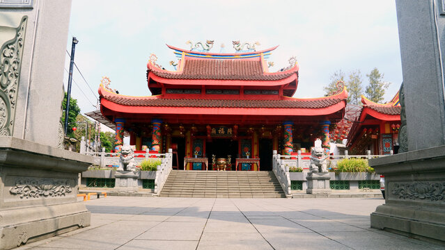 Magelang, Indonesia - August 2, 2024: Liong Hok Bio Temple in the corner of the Magelang city square. Historical building.