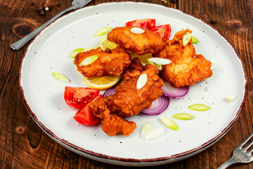 Diep-fried cod fish pieces