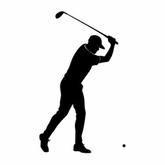 golf player silhouette, young man playing golf, Female Golf Player, golf player icon, , Sports player vector illustration, Isolated black and white vector