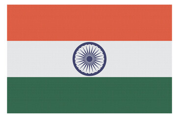 india flag on canvas cloth in tri colors with a round logo in the centre, Ashoka Chakra. Indian national flag for Independence Day celebration, poster, flyers, web and print media