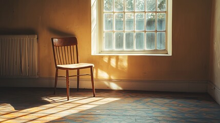Sunlit Chair in an Empty Room