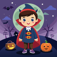 Halloween  boy illustration , Halloween child illustration   