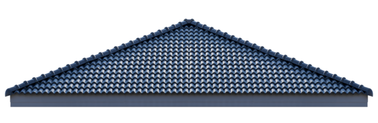 Mockup hip roof blue tile pattern