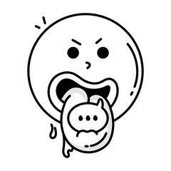 Obraz premium Text emoji icon in doodle style