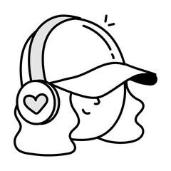 Listening icon designed in doodle style 

