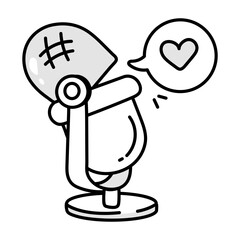 Romantic podcast icon in doodle style 

