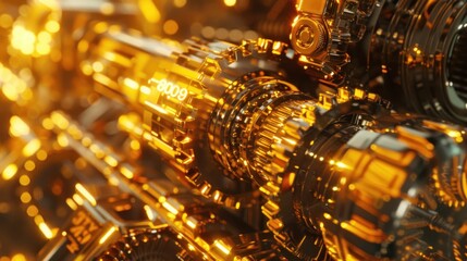 Golden Gears, a Close Up on Industrial Machinery