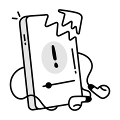 Broken mobile icon in doodle style 

