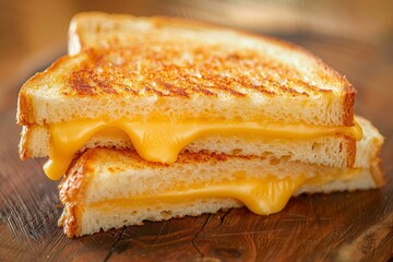 Savor a grilled cheese sandwich with gooey melted cheese oozing out from crispy, golden-brown bread