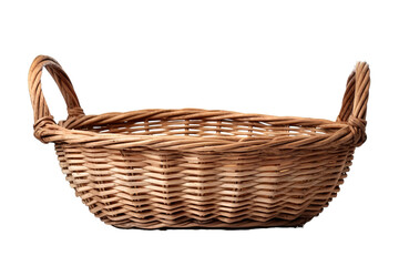 Handcrafted Wicker Basket Perfect for Berry Picking on a Sunny Afternoon in the Countryside on Transparent PNG Background..