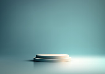 Minimalist 3D Blue Podium on Light Blue Background for Modern Product Display and Showcase
