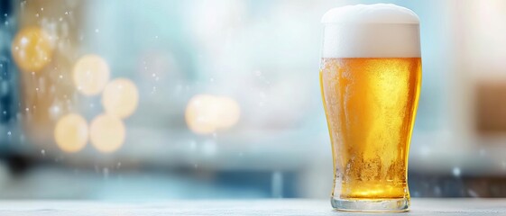 Frosty pint of lager, cold mist, 3D illustration