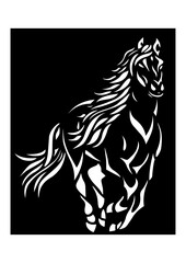 Horse Vector Clipart Black and White PNG