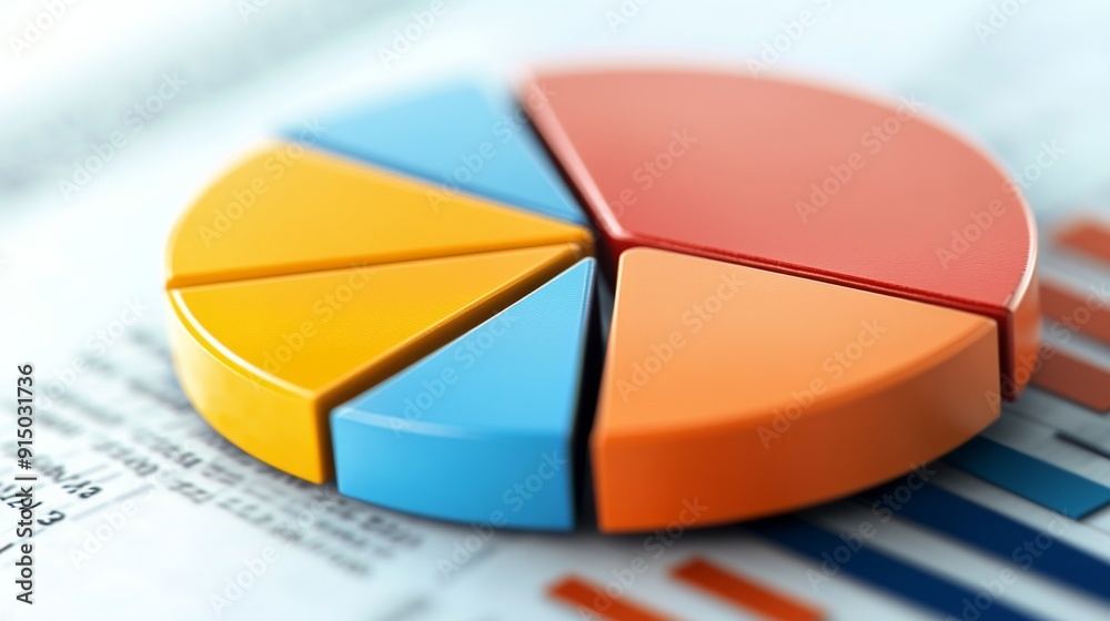 Leinwandbilder A close-up of a business infographic featuring a pie chart, with each segment clearly labeled and color-coded for easy understanding.
