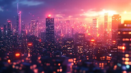 Fototapeta premium Futuristic Cityscape at Dusk
