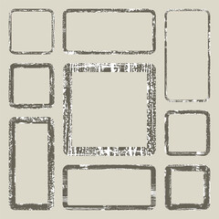 Rectangular and square vector frame. Grunge ink illustration. Creative backgrounds template for tags, labels, cards. Hand drawn frame brush strokes