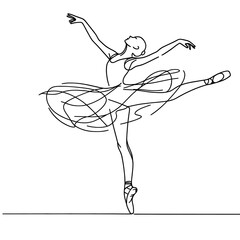 Graceful Minimalist Line Drawing Ballerina