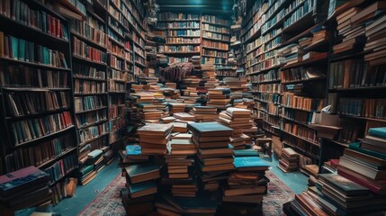 Obraz premium A Library Overflowing with Books