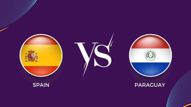 spain  vs Paraguay broadcast template for social media. vector illustration