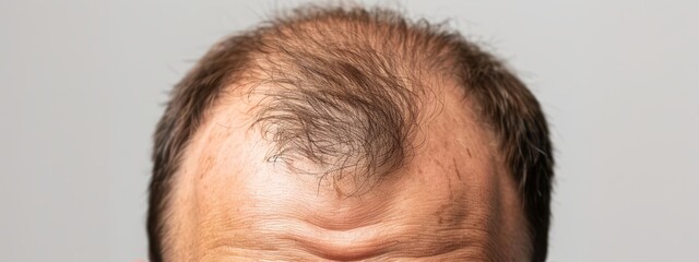 Obraz premium A close-up of a man's head with abundant hair atop it