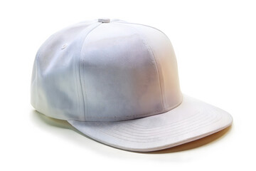 Fototapeta premium A plain, white hat positioned centrally on a white background. The clean design is ideal for adding custom logos or designs.