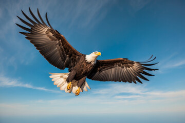 Fototapeta premium Majestic Eagle Soaring in Blue Sky