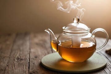 Freshly Brewed Tea in Glass Teapot