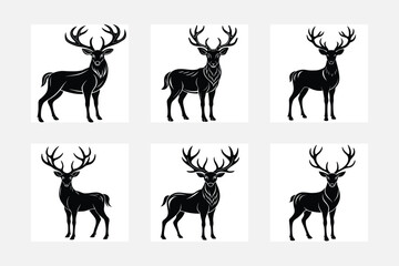 Minimal deer silhouette on white background artwork set for contemporary spaces
