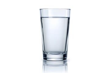 A plain, clear water glass, standing upright on a white background. The minimalist design makes it perfect for lifestyle or kitchen product mock-ups