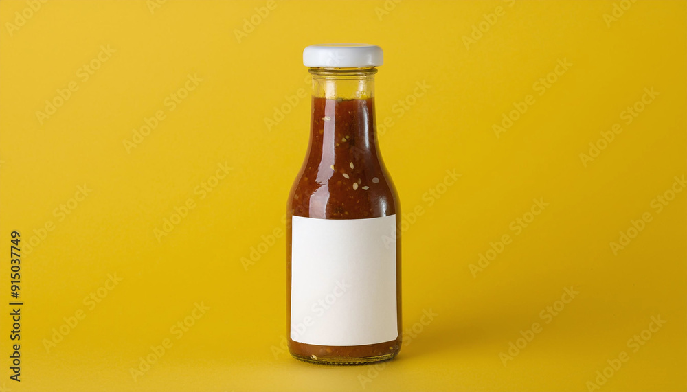 Sticker hot sauce bottle mockup with label