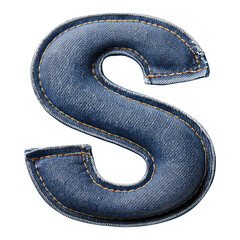 Stylish denim letter 'S' patch showcasing texture and detail, perfect for fashion, design, or...