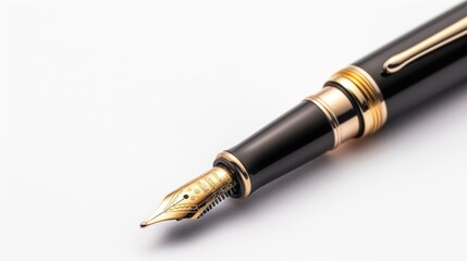 Naklejka premium A classic steel pen placed on a white background, showcasing elegance and simplicity