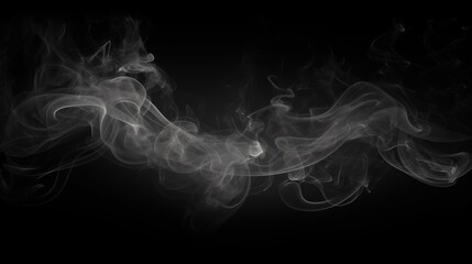 Fototapeta premium A captivating design featuring white smoke swirling gracefully against a black background, creating a mysterious and ethereal atmosphere