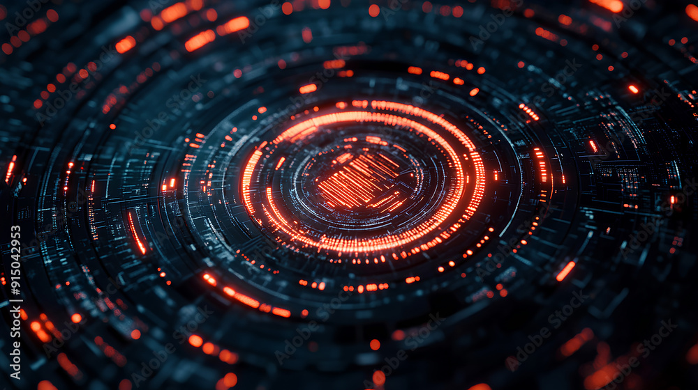 Canvas Prints creative digital tech circle on dark backdrop. big data and technology concept