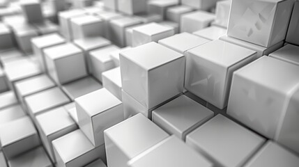 Abstract 3D cubes with light grey shading on a white background.