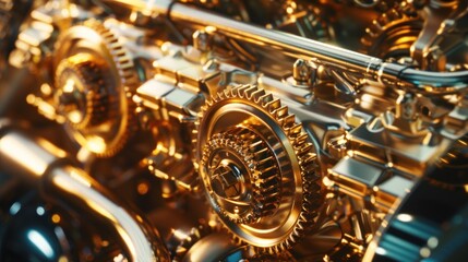 Fototapeta premium Golden Engine Gears