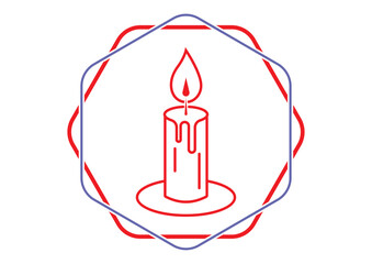 Candle sign logo inside a border vector flat design isolated on white background