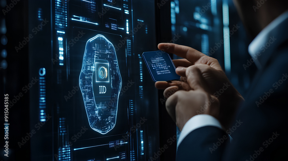 Wall mural digital identification or digital id concept. accessing databases by digital identity for cyber secu