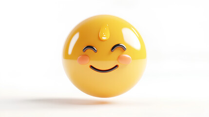 Fototapeta premium Downcast face with sweat drop three-dimensional emoji isolated on white background