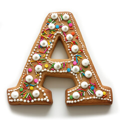 Weihnachtliche Buchstabenpl&auml;tzchen A mit Streuseln und Glasur